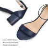 imagemysoft Womens Chunky Low Heels Open Toe Block Heeled Dress Ankle Strap Pump Wedding SandalsNavy Pu