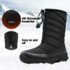 imagemysoft Mens Winter Snow Boots Waterproof Insulated MidCalf Hiking Boot Fur Lined Warm Outdoor Tall Shoes LightweightBlacknew
