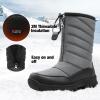 imagemysoft Mens Winter Snow Boots Waterproof Insulated MidCalf Hiking Boot Fur Lined Warm Outdoor Tall Shoes LightweightGreynew
