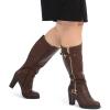 imagemysoft Womens Extra Wide Calf Knee High Boots Chunky Block Heel Round Toe Wide Width Tall Boots Side Zipper