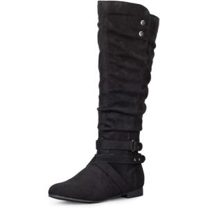 imagemysoft Womens Knee High Boots Flat Warm Fall Boots with Side ZipperBlack
