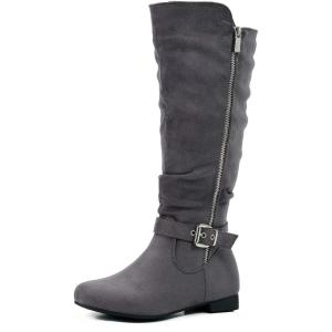 imagemysoft Womens Knee High Boots Flat Warm Fall Boots with Side ZipperGrey