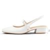 imagemysoft Womens Slingback Mary Jane Pumps Block Low Heel Adjustable Buckle Dress ShoesWhite Pu