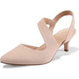 imagemysoft Womens Dress Shoes Low Heels 2 inch Kitten Pumps Slingback Wedding Party MediumWide Width ShoesNude