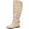 imagemysoft Womens Extra Wide Calf Knee High Slouchy BootsBeige Wide Calf