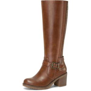 imagemysoft Womens Knee High Block Heel BootsBrown Splicing