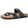 image:imagemysoft Womens Cork Footbed Sandals Double Adjustable Buckle Slide Sandals Slip On Walking Summer ShoesBlack