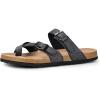 image:imagemysoft Womens Cork Footbed Sandals Double Adjustable Buckle Slide Sandals Slip On Walking Summer ShoesGlitter