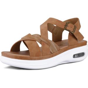image:imagemysoft Womens Walking Sandals Comfortable Air Cushioned Support Ankle Strap Dress SandalsBrown