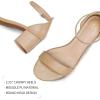 image:imagemysoft Womens Chunky Low Heels Open Toe Block Heeled Dress Ankle Strap Pump Wedding SandalsBeige Pu