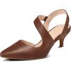 image:imagemysoft Womens Dress Shoes Low Heels 2 inch Kitten Pumps Slingback Wedding Party MediumWide Width ShoesBrown Pu