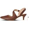 image:imagemysoft Womens Dress Shoes Low Heels 2 inch Kitten Pumps Slingback Wedding Party MediumWide Width ShoesBrown Pu