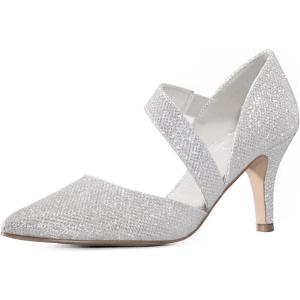 image:imagemysoft Womens Pumps Pointed Toe 3 inch Dress Shoes SilverGlitter