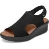 image:imagemysoft Walking Sandals for Women  Comfortable Wedge Sandals with Arch Support  Breathable Knit Open Toe Summer Shoes  Lightweight Non Slip Beach Sandals with Adjustable Hook and Loop StrapBlack