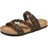 image:imagemysoft Womens Braided Cork Sandals Flat Adjustable Buckle Slides SlipOn Summer ShoesBrown