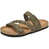 image:imagemysoft Womens Braided Cork Sandals Flat Adjustable Buckle Slides SlipOn Summer ShoesOlive