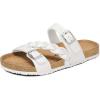 image:imagemysoft Womens Braided Cork Sandals Flat Adjustable Buckle Slides SlipOn Summer ShoesWhite