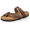 image:imagemysoft Womens Cork Footbed Sandals Double Adjustable Buckle Slide Sandals Slip On Walking Summer ShoesAged Brown
