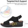 image:imagemysoft Walking Sandals for Women  Comfortable Wedge Sandals with Arch Support  Breathable Knit Open Toe Summer Shoes  Lightweight Non Slip Beach Sandals with Adjustable Hook and Loop StrapBlack