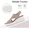 image:imagemysoft Walking Sandals for Women  Comfortable Wedge Sandals with Arch Support  Breathable Knit Open Toe Summer Shoes  Lightweight Non Slip Beach Sandals with Adjustable Hook and Loop StrapTaupe