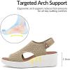 image:imagemysoft Walking Sandals for Women  Comfortable Wedge Sandals with Arch Support  Breathable Knit Open Toe Summer Shoes  Lightweight Non Slip Beach Sandals with Adjustable Hook and Loop StrapBrown