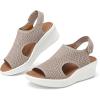 image:imagemysoft Walking Sandals for Women  Comfortable Wedge Sandals with Arch Support  Breathable Knit Open Toe Summer Shoes  Lightweight Non Slip Beach Sandals with Adjustable Hook and Loop StrapTaupe