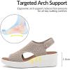 image:imagemysoft Walking Sandals for Women  Comfortable Wedge Sandals with Arch Support  Breathable Knit Open Toe Summer Shoes  Lightweight Non Slip Beach Sandals with Adjustable Hook and Loop StrapTaupe