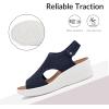 image:imagemysoft Walking Sandals for Women  Comfortable Wedge Sandals with Arch Support  Breathable Knit Open Toe Summer Shoes  Lightweight Non Slip Beach Sandals with Adjustable Hook and Loop StrapNavy