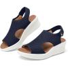 image:imagemysoft Walking Sandals for Women  Comfortable Wedge Sandals with Arch Support  Breathable Knit Open Toe Summer Shoes  Lightweight Non Slip Beach Sandals with Adjustable Hook and Loop StrapNavy