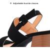 image:imagemysoft Womens Block Heels Chunky Square Open Toe Sandals Ankle Strap Stacked 3 inch Heeled Dress ShoesBlack
