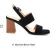 image:imagemysoft Womens Block Heels Chunky Square Open Toe Sandals Ankle Strap Stacked 3 inch Heeled Dress ShoesBlack