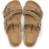 image:imagemysoft Womens Braided Cork Sandals Flat Adjustable Buckle Slides SlipOn Summer ShoesBeige
