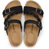 image:imagemysoft Womens Braided Cork Sandals Flat Adjustable Buckle Slides SlipOn Summer ShoesBlack