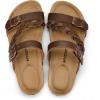 image:imagemysoft Womens Braided Cork Sandals Flat Adjustable Buckle Slides SlipOn Summer ShoesBrown Pu