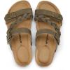 image:imagemysoft Womens Braided Cork Sandals Flat Adjustable Buckle Slides SlipOn Summer ShoesOlive