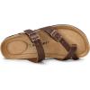 image:imagemysoft Womens Cork Footbed Sandals Double Adjustable Buckle Slide Sandals Slip On Walking Summer ShoesAged Brown