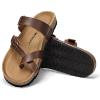 image:imagemysoft Womens Cork Footbed Sandals Double Adjustable Buckle Slide Sandals Slip On Walking Summer ShoesAged Brown