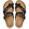 image:imagemysoft Womens Cork Footbed Sandals Double Adjustable Buckle Slide Sandals Slip On Walking Summer ShoesBlack Nubuck