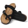 image:imagemysoft Womens Cork Footbed Sandals Double Adjustable Buckle Slide Sandals Slip On Walking Summer ShoesBlack Nubuck