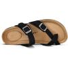 image:imagemysoft Womens Cork Footbed Sandals Double Adjustable Buckle Slide Sandals Slip On Walking Summer ShoesBlack Nubuck