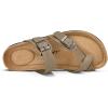 image:imagemysoft Womens Cork Footbed Sandals Double Adjustable Buckle Slide Sandals Slip On Walking Summer ShoesStone