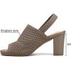 image:imagemysoft Womens Knit Chunky Block High Heels Elastic Slingback Open Toe 3 Inch Heeled SandalsTaupe