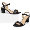 image:imagemysoft Womens Low Heels Open Toe Ankle Strap Block Chunky Heels Sandals Comfortable Classic Dressy Wedding Party Event ShoesBlack Pu