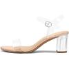 image:imagemysoft Womens Low Heels Open Toe Ankle Strap Block Chunky Heels Sandals Comfortable Classic Dressy Wedding Party Event ShoesClear