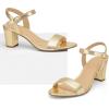 image:imagemysoft Womens Low Heels Open Toe Ankle Strap Block Chunky Heels Sandals Comfortable Classic Dressy Wedding Party Event ShoesGold Pu