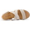 image:imagemysoft Womens Low Wedge Sandals Comfortable Open Toe Casual Espadrilles Elastic Ankle Strap Slip on Summer Walking ShoesBeige Fabric