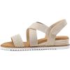 image:imagemysoft Womens Low Wedge Sandals Comfortable Open Toe Casual Espadrilles Elastic Ankle Strap Slip on Summer Walking ShoesBeige Fabric