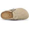 image:imagemysoft Womens Platform Clogs Cork Footbed Mules 17 Inch Lightweight Sole with Arch Support Footbed Closed Toe Slip On Potato ShoesBeige