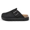 image:imagemysoft Womens Platform Clogs Cork Footbed Mules 17 Inch Lightweight Sole with Arch Support Footbed Closed Toe Slip On Potato ShoesBlack Pu
