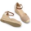 image:imagemysoft Womens Platform Espadrille Wedge Sandals Closed Toe Buckle Ankle Strap Comfortable Summer ShoesLight Khaki